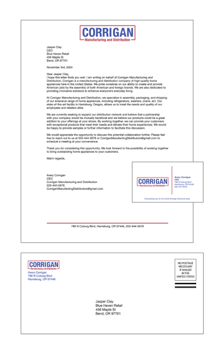 Stationery set of the projects letter, buisness card, and envalope.