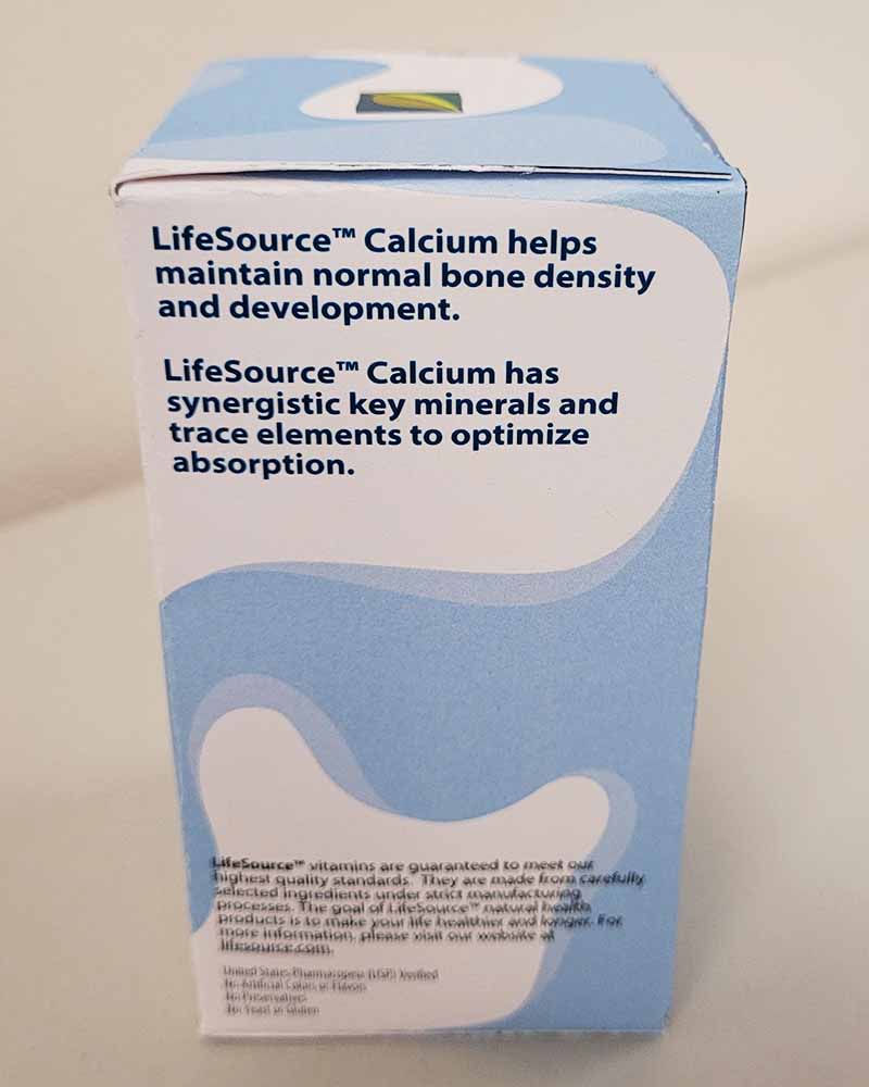 LifeSource Vitamins- Calcium side 4.