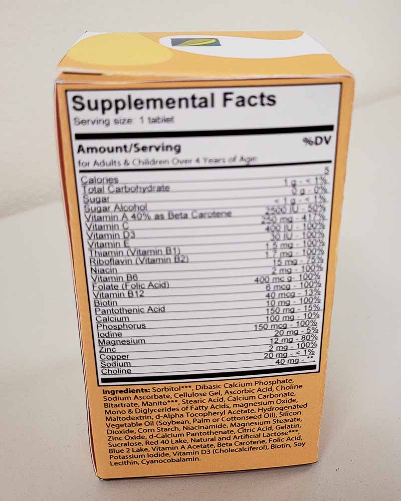 LifeSource Vitamins- Childrens chewables side 3.