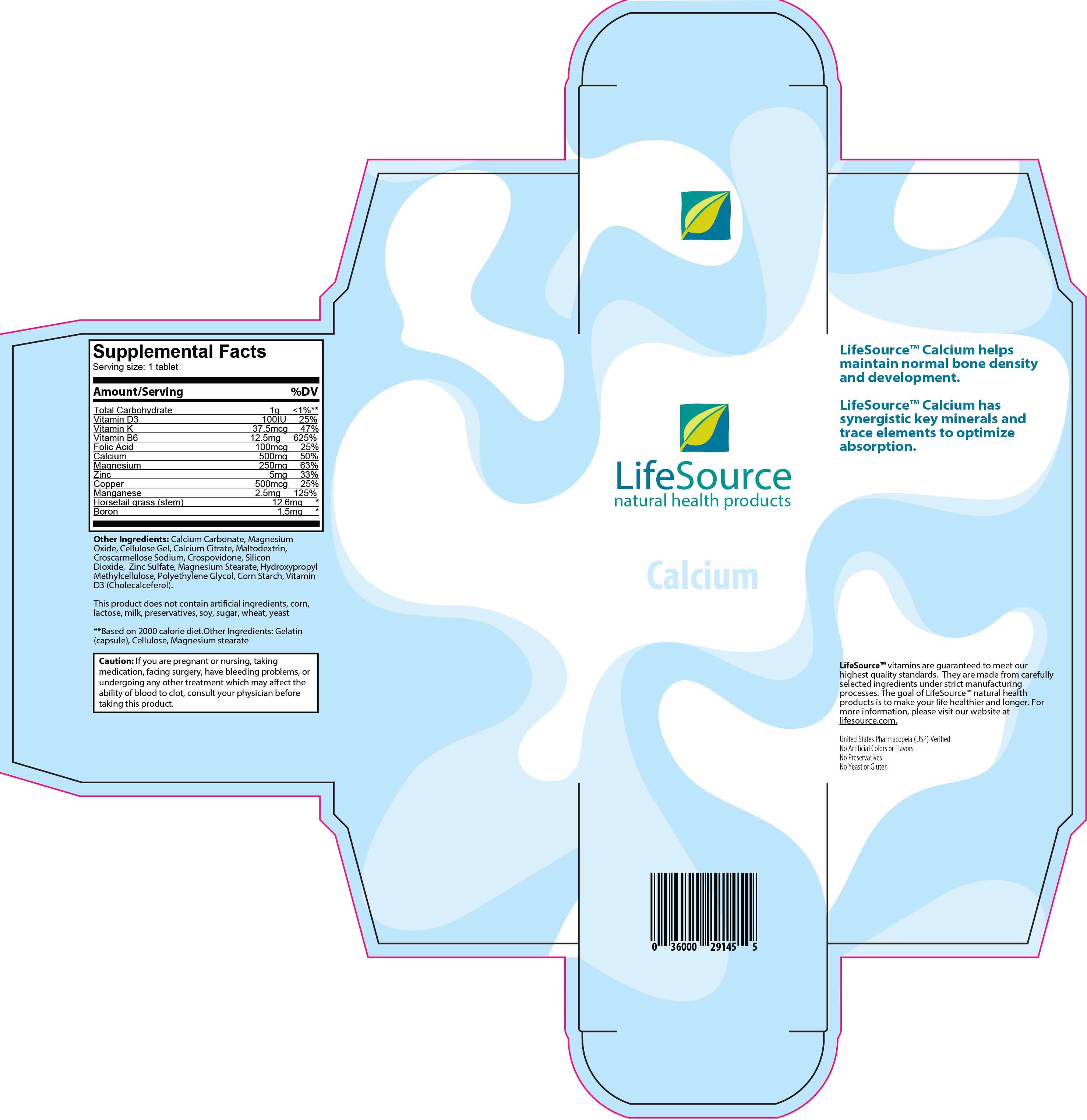 LifeSource Vitamins dieline- Calcium.