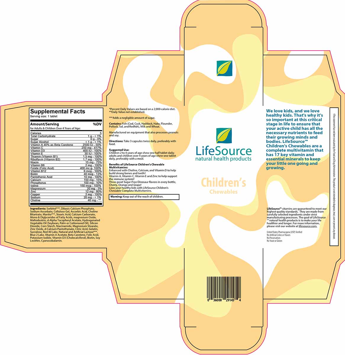 LifeSource Vitamins dieline- Childrens chewables.