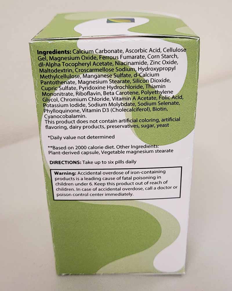 LifeSource Vitamins- Everyday Multi-Vitamins side 2.