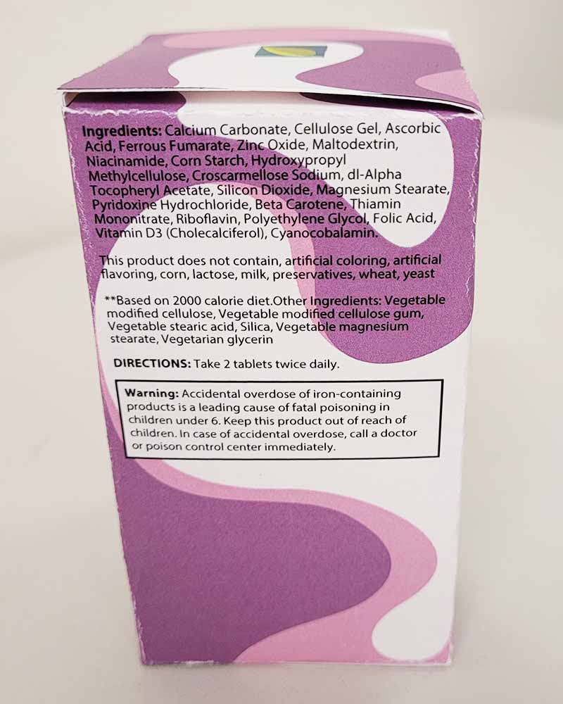 LifeSource Vitamins- Prenatal Vitamins side 2.