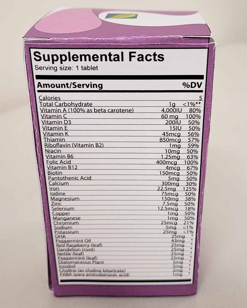 LifeSource Vitamins- Prenatal Vitamins side 3.