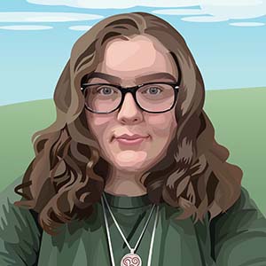 Thumbnail image of a self portrait illustration of Kaitlyn Harrington.