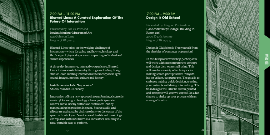 Design Scene Eugene program 9th spread