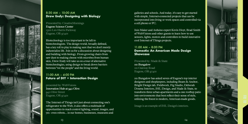 Design Scene Eugene program 12th spread