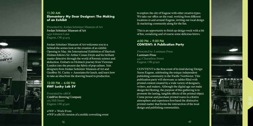 Design Scene Eugene program 13th spread