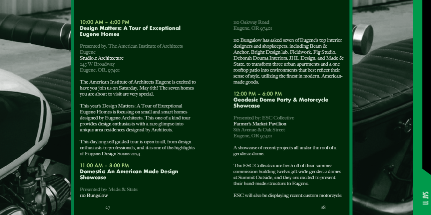 Design Scene Eugene program 14th spread