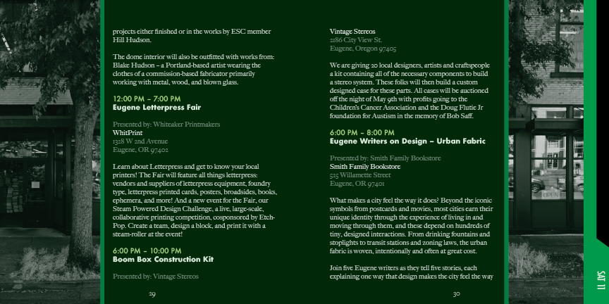 Design Scene Eugene program 15th spread