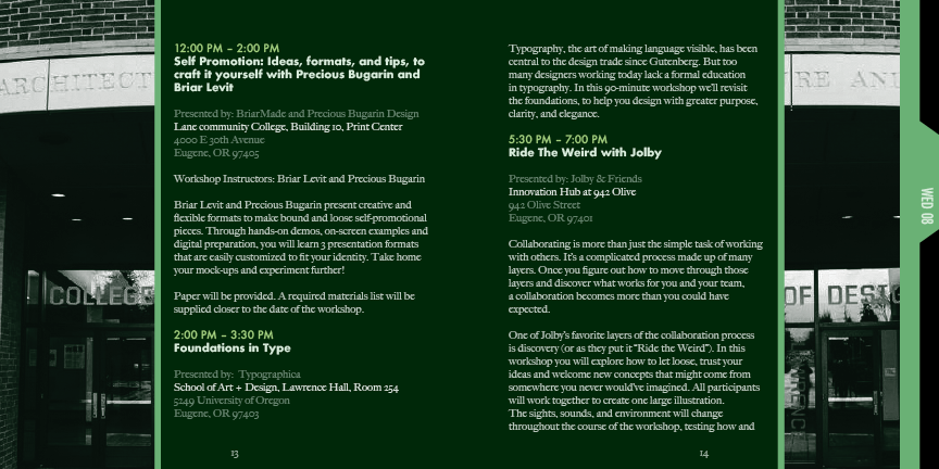 Design Scene Eugene program 7th spread