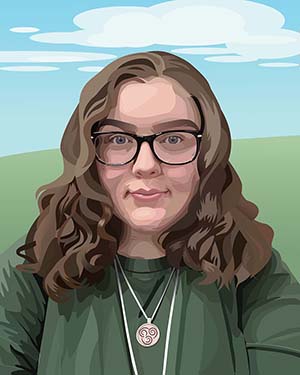 Self portrait illustration of myself, Kaitlyn Harrington.