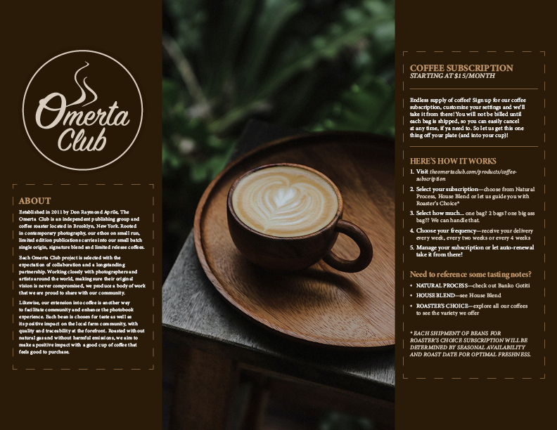 Omerta Club catalogue 1st spread.